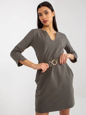 Khaki simple tracksuit dress with pockets OCH BELLA