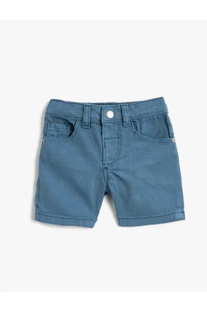 Koton Jeans Shorts with Pocket, Cotton and Adjustable Elastic Waist.