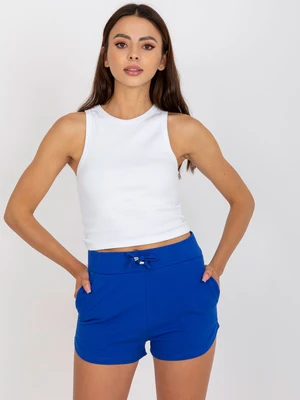 Basic Navy Blue High-Waisted Sweat Shorts