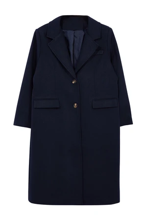 Trendyol Curve Navy Blue Regular Fit Thick Stitching Coat