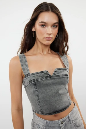 Trendyol Gray Denim Bustier