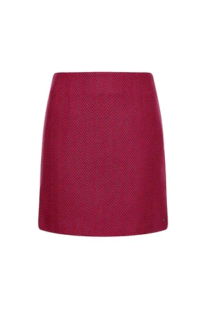 Tommy Hilfiger Sukňa - WOOL BLEND HERRINGB SHORT SKIRT bordová