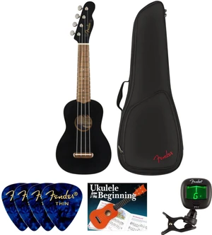 Fender Venice Soprano Ukulele WN SET Black Szoprán ukulele