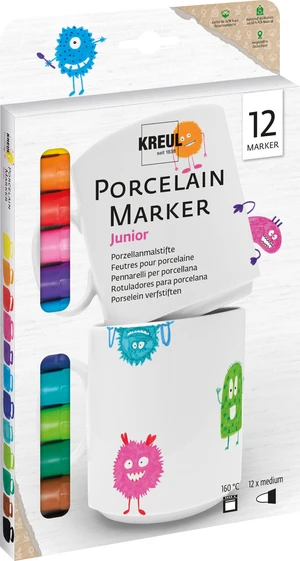 Kreul Porcelain Marker medium Junior Set Sada fixů na keramiku 12 ks