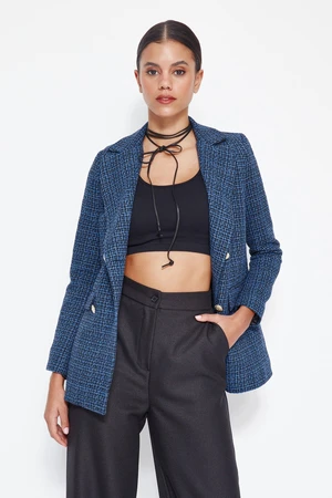 Trendyol Tweed Blazer Jacket With Indigo Woven Lining