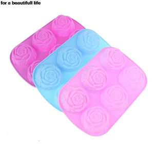 1pc Flower 3D Silicone Molder Chocolate Rose Molder 6 flower Mold Cake Decoration Soap Molder