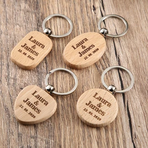 Personalized Pendant Customized Laser Wood Key Chain School Badge Creative Small Gift Wood Key Chain Carved Key Carved Beech