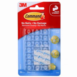 3M Command Decorating Clips Damage-Free Hanging clear plastic hooks Command 17026CLR Decorating Clips,Clear,20-Clips