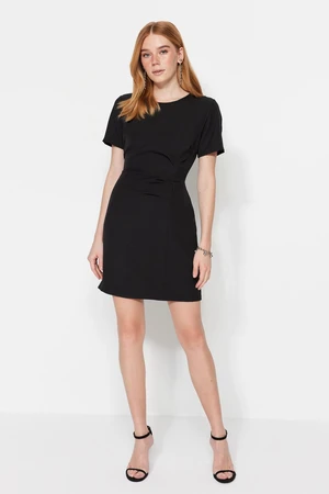 Trendyol Black Pleated Woven Woven Dress