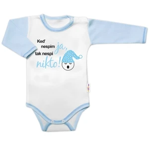 Body dlouhý rukáv s vtipným textem Baby Nellys, Keď nespím ja, tak nespí nikto, kluk, vel. 80 (9-12m)