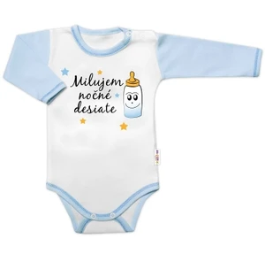 Body dl. rukáv s vtip. textem Baby Nellys, Milujem nočné desiate, kluk, vel. 68 (3-6m)