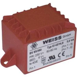 Transformátor do DPS Weiss Elektrotechnik EI 42, prim: 230 V, Sek: 9 V, 556 mA, 5 VA