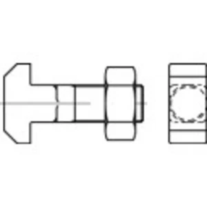 Skrutka s T hlavou a štvorhranom TOOLCRAFT, DIN 186, 25 ks, M6, 60 mm