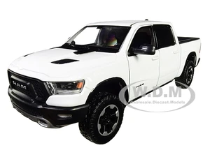 2019 RAM 1500 Rebel Crew Cab Pickup Truck White 1/24-1/27 Diecast Model Car by Motormax