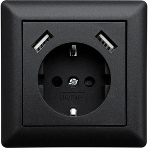 LEDmaxx USB1002 1-násobný zásuvka do steny  s USB, detská ochrana  čierna