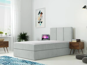 Moderní box spring postel Rest 100x200, pravá, šedá Manila