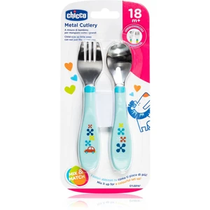 Chicco Metal Cutlery jedálenská súprava 18m+ Blue