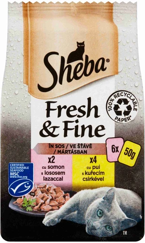 Sheba Kapsička Fresh&Fine Mix Kura A Losos 6x50g