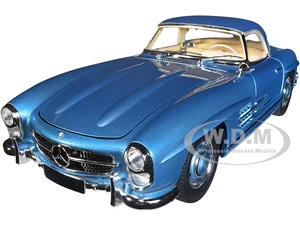 1958 Mercedes-Benz 300 SL Roadster (W198) Blue Metallic 1/18 Diecast Model Car by Minichamps