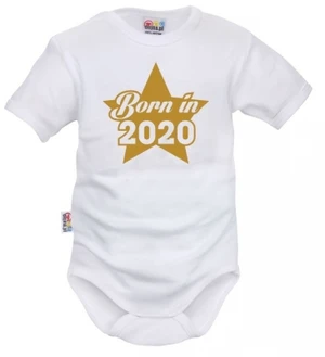 DEJNA Body krátký rukáv Born in 2020 - bílé, vel. 80 (9-12m)