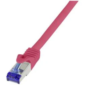 Síťový kabel RJ45 LogiLink C6A024S, CAT 6A, S/FTP, 0.5 m, červená