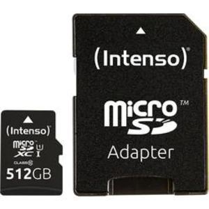 Paměťová karta microSDXC, 512 GB, Intenso Premium, Class 10, UHS-I, vč. SD adaptéru