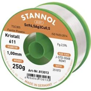 Bezolovnatý pájecí cín Stannol Kristall 611 Fairtin, bez olova, 250 g, 1 mm