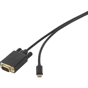 Renkforce USB-C™ / VGA káblový adaptér #####USB-C™ Stecker, #####VGA 15pol. Stecker 3.00 m čierna RF-3385692  #####USB-C