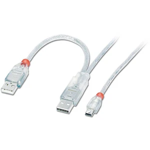 LINDY #####USB-Kabel USB 2.0 #####USB-A Stecker, #####USB-Mini-B Stecker 1.00 m priehľadná