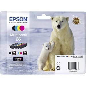 Epson Ink T2616, 26 originál kombinované balenie čierna, zelenomodrá, purpurová, žltá C13T26164010