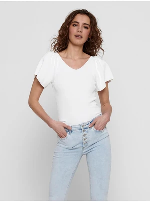 White Ribbed T-shirt with Tie ONLY Leelo - Women