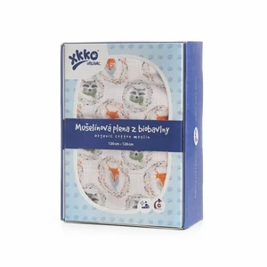 XKKO Organic Biobavlnená plienka 120x120, Fox&Raccoon