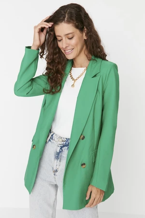 Trendyol Green Oversized Woven Lined Double Breasted Blazer with Closure