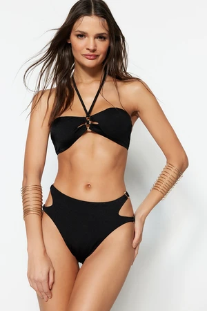 Trendyol Black Cut Out/Window High Waist Normal Leg Bikini Bottom