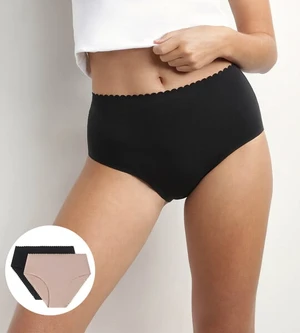 DIM BODY TOUCH HIGHWAIST BRIEF - Dámske nohavičky 2ks - čierna - béžová