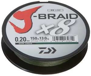 Daiwa splétaná šňůra j-braid dark green 150 m-průměr 0,16 mm / nosnost 9 kg