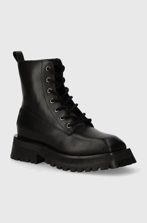 Kožené kotníkové boty Dkny Farren dámské, černá barva, na plochém podpatku, K2438890