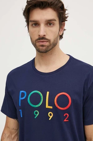 Bavlněné tričko Polo Ralph Lauren tmavomodrá barva, s aplikací, 710934742
