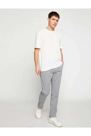 Koton Basic Gabardine Trousers Slim Fit Buttoned Pocket Detailed