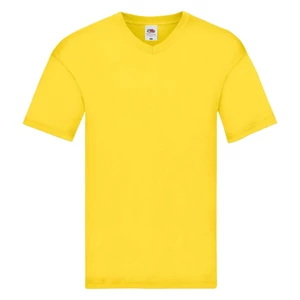 Original V-neck Fruit of the Loom Men's Yellow T-shirt