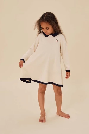 Dětské bavlněné šaty Konges Sløjd bílá barva, mini
