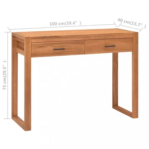 Písací stôl s 2 zásuvkami teak Dekorhome 100 cm