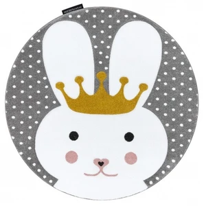 Dětský kusový koberec Petit Bunny grey kulatý-140x140 (průměr) kruh