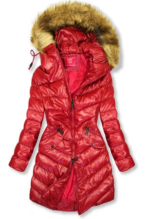 Winterjacke in glänzender Optik rot