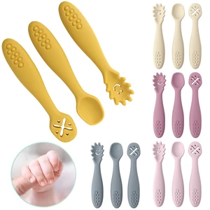 3PCS/set Baby Learning Spoons Utensils Newborn Feeding Spoon Set Toddler Cute Scoop Weaning Cutlery Children‘s Tableware BPAFREE