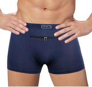 Dropshipping Men's anti-theft underwear big pockets Boxer four quarter anti-theft briefs , single zippers Panties