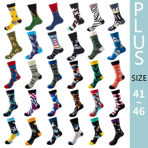 1pair PLUS SIZE 41-46 Combed Cotton Fashion Hip Hop Man woman Socks Harajuku fruit Skateboard animal Happy Socks Funny Sokken