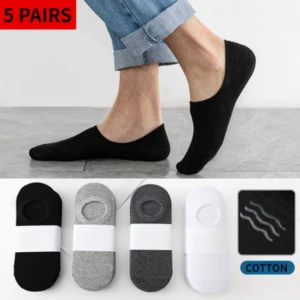 5pair /Lot Socks for Men No Show Low Cut Short Ankle Cotton Multipack Non-slip Silicone Breathable Invisible Black White Summer