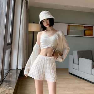 Female Loose Anti-light Shorts Spring Summer Lace Embroidered Safety Pants Japanese Skirt Leggings High Elastic Waist Pants