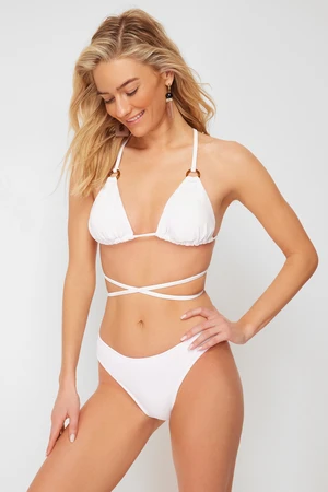 Trendyol White V Cut Regular Bikini Bottom